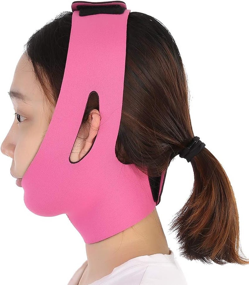 woobles Reusable V Line Face Lift Belt, Facial Double Chin Lifting Belt, V Shaped Face Lifting Belt, Slimming Bandages for Anti Aging Anti Wrinkle Firming Skin(Rose Red) - Image 1